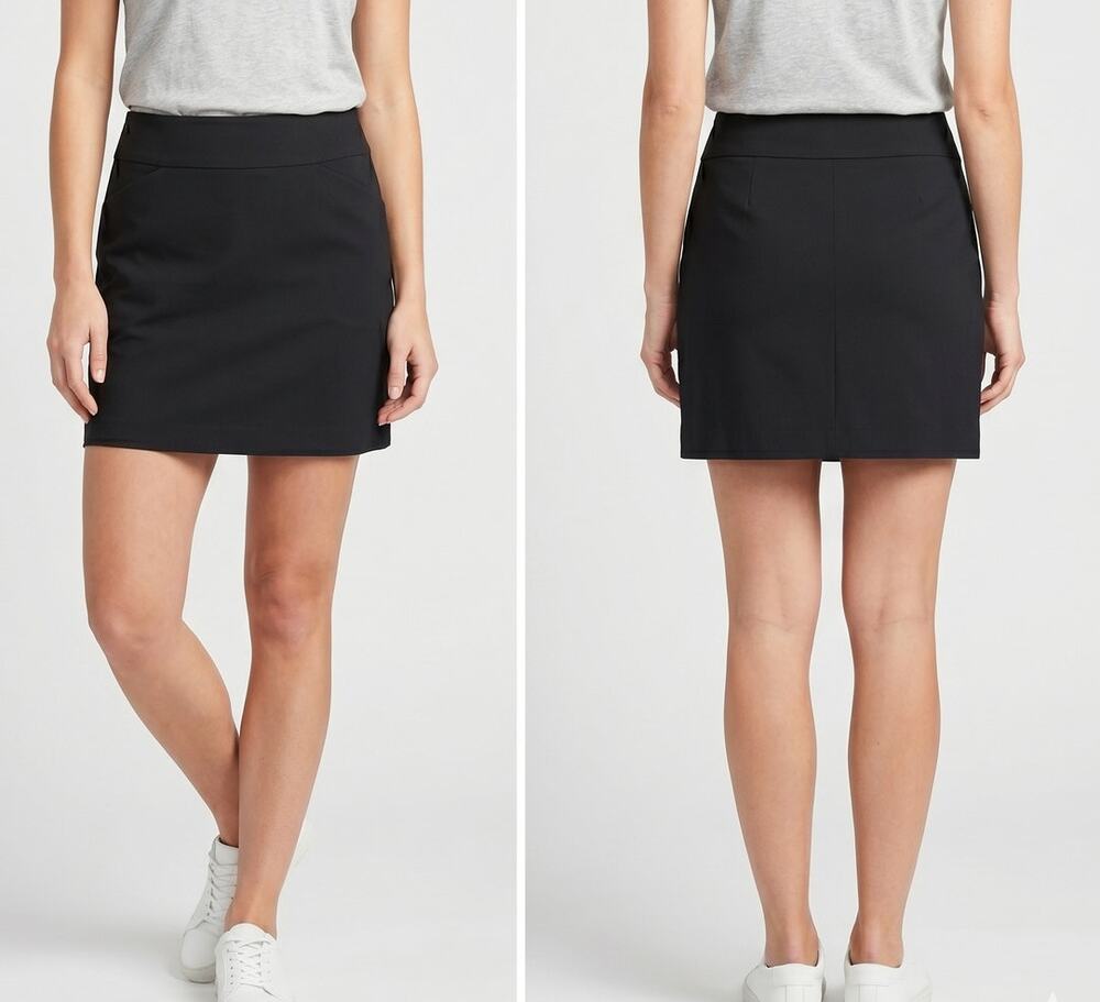 Ann Taylor LOFT Womens 10 Black Skirt Pockets Poly Rayon Cotton Spandex